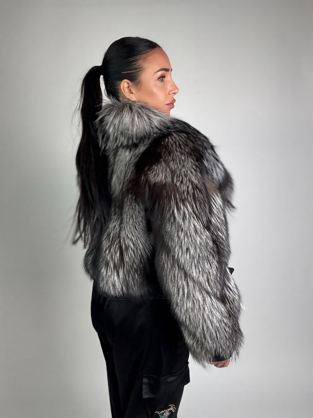 Bomber in volpe argentata