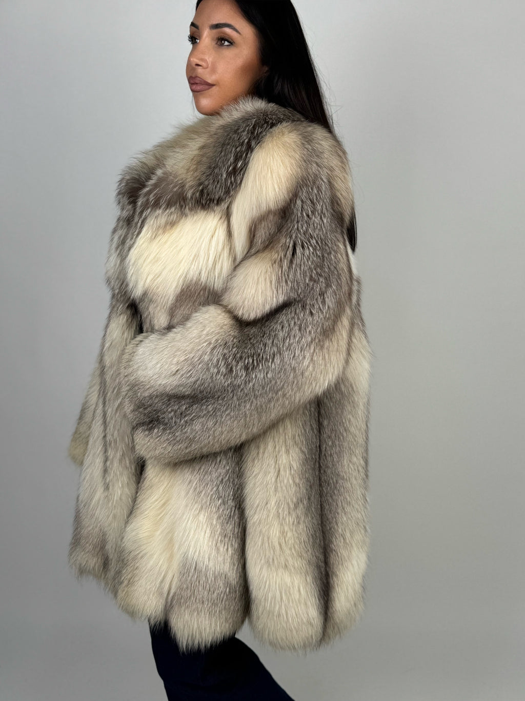 Giacca in volpe artic frost N467