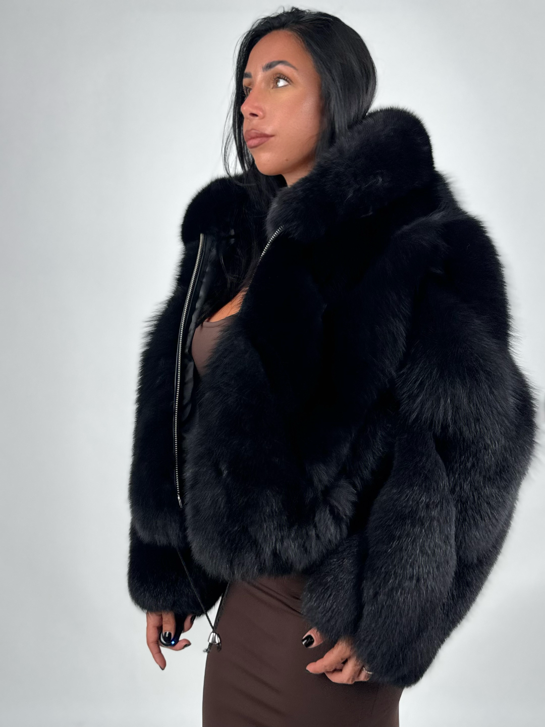 Bomber in volpe total black N127