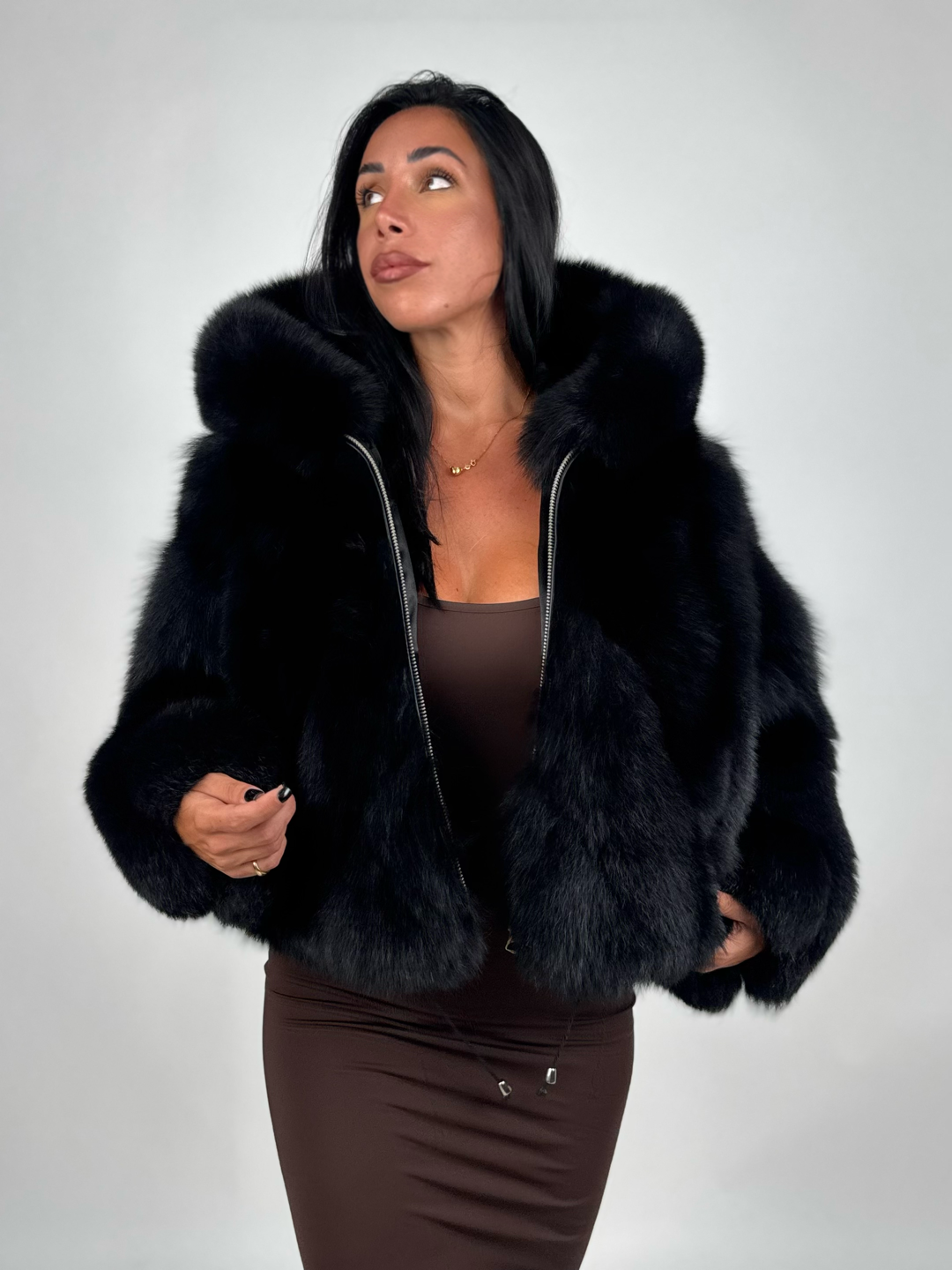 Bomber in volpe total black N127